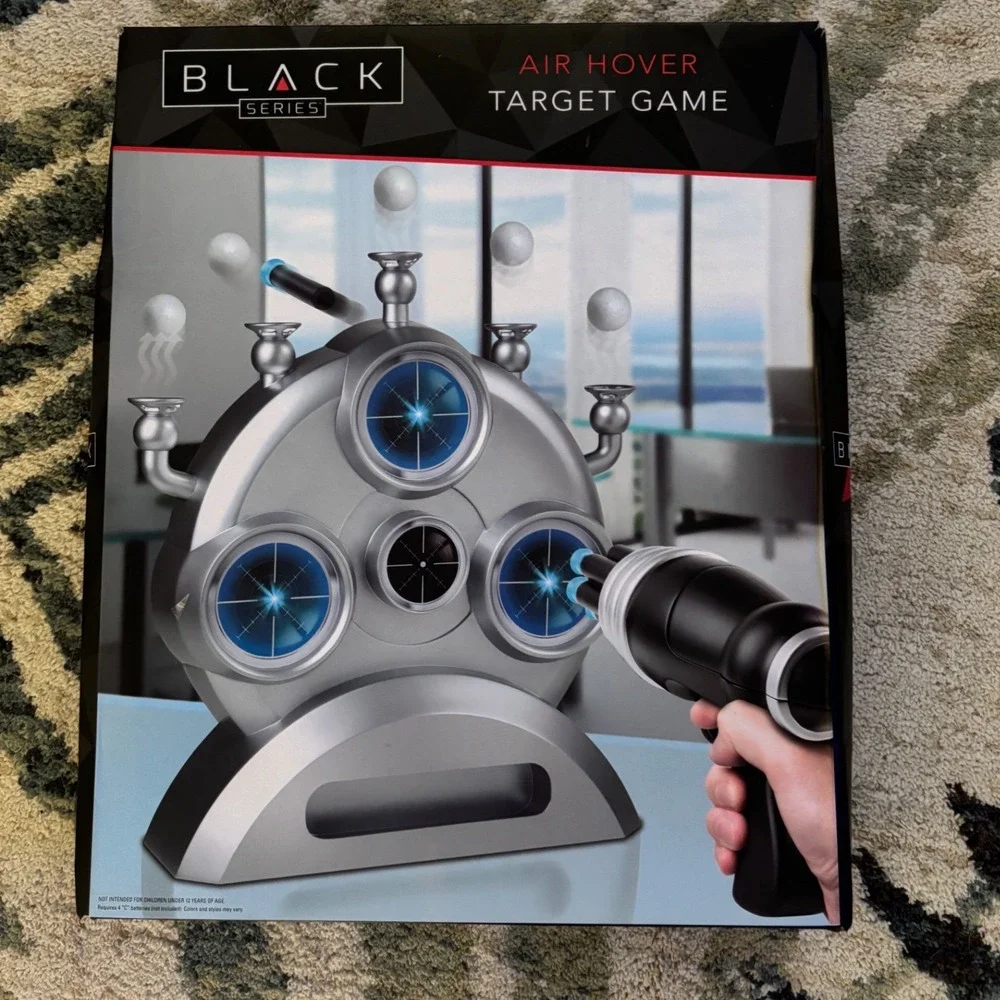 Black Series Air Hover Target Game Floating Ball Shooting Set with Dart Blaster
